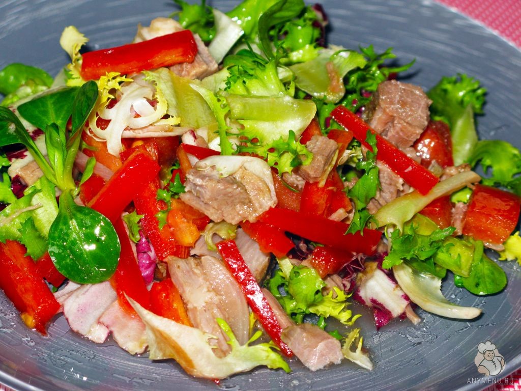 Салат из отварной говядины и свежих овощей (8)