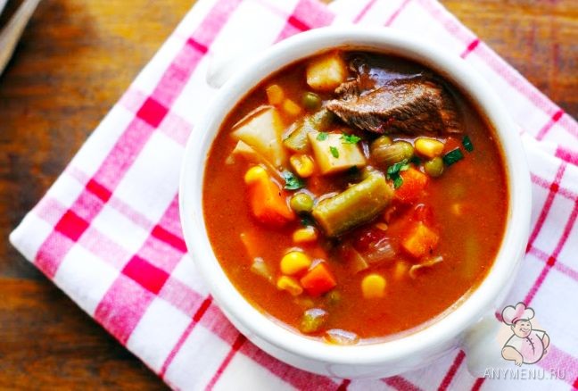 Суп с мясом и овощами